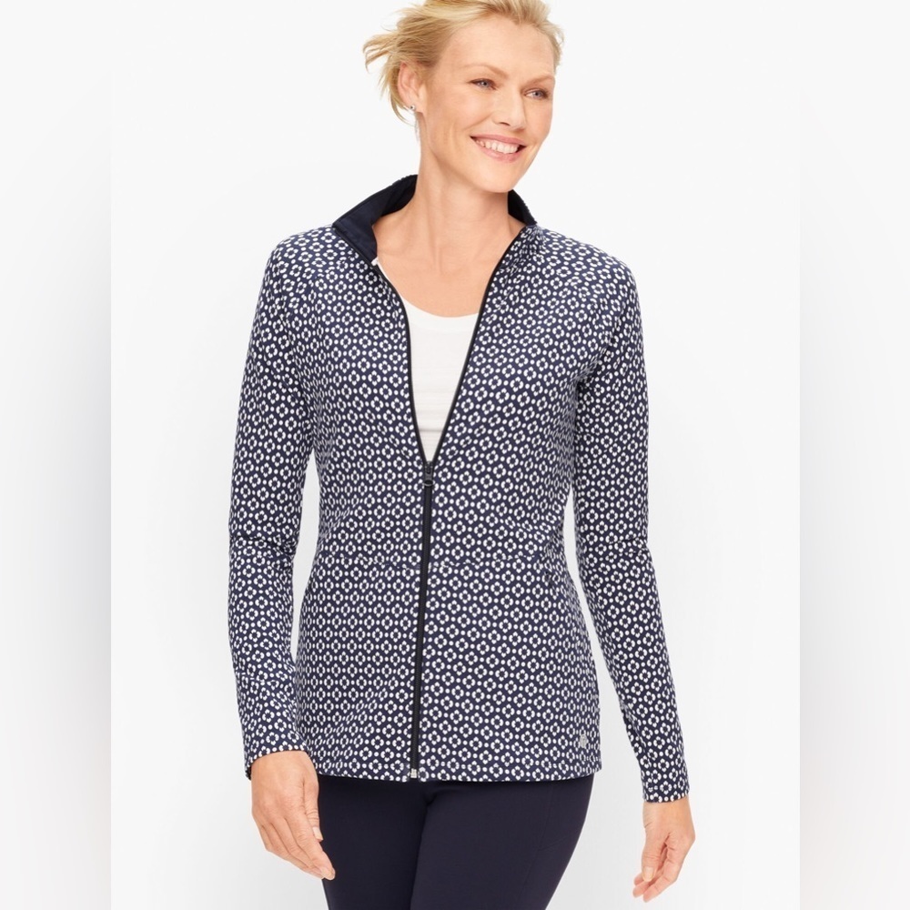 TALBOTS EVERYDAY YOGA JACKET - GEO FLORAL Size Large NWT
